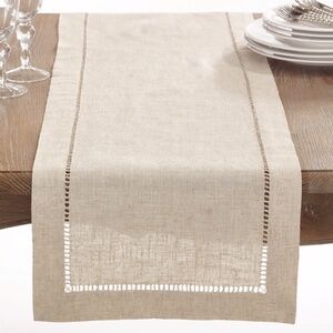 natural color hemstitched border table runner